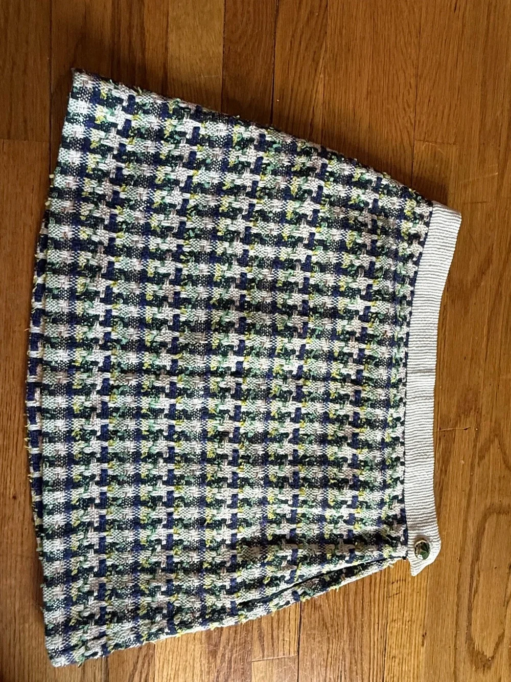 kate spade Navy, White & Green Tweed Mini Skirt